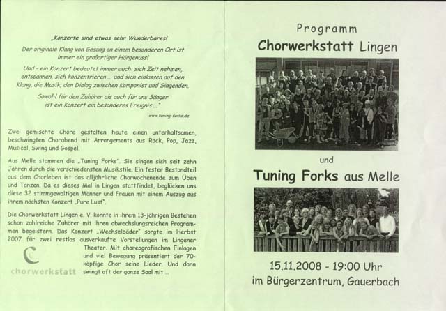 Tuning Forks Presse Seite 1 08 11 00 Flyer Konzert Lingen